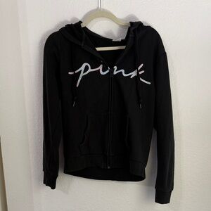 PINK Victoria's Secret Black Zip-Up Hoodie